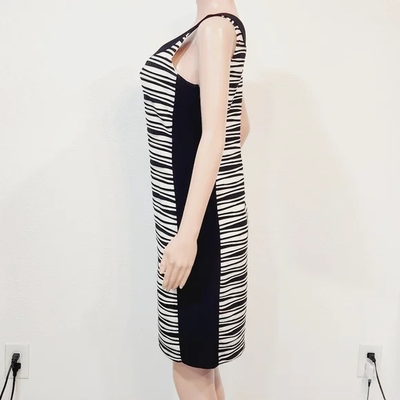 BALI Textured Striped Wave Colorblock Asymmetrical Shoulder Dress Size L - Picture 7 of 14
